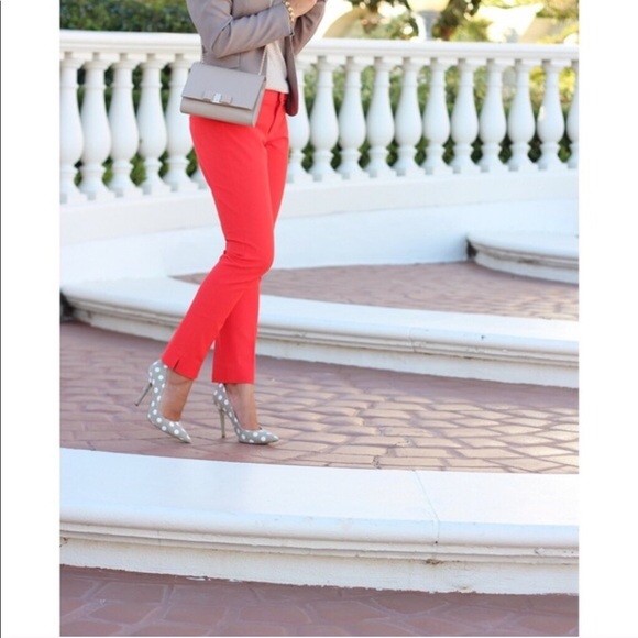 H&M preppy side slit coral trousers. Size 2 - Picture 2 of 7